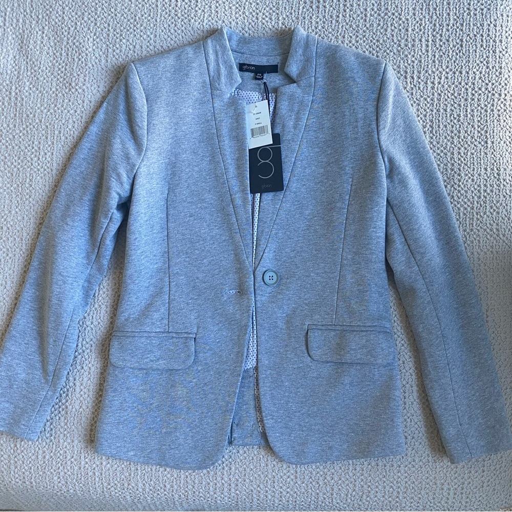 NWT Gibson Grey Cotton Blend Knit Blazer